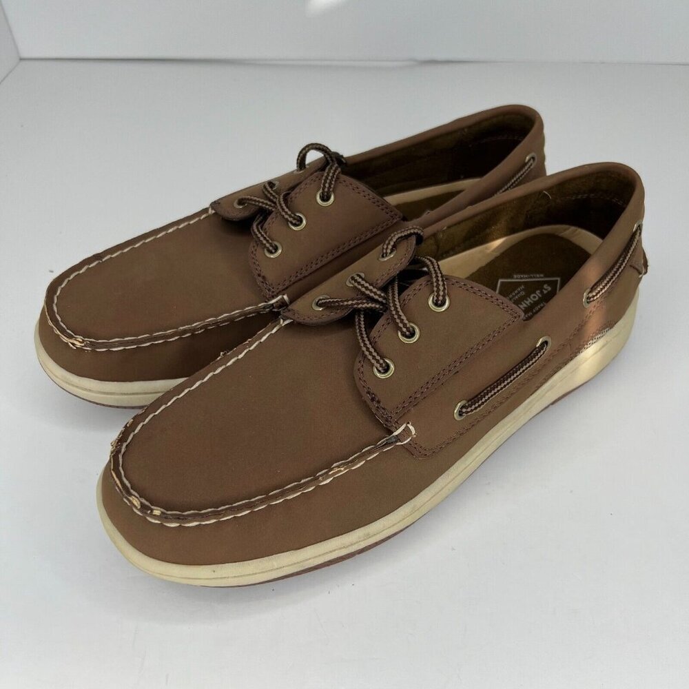 St John's Bay Mens 0168050 Brown Classic Slip On Size 9.5 M Boat Shoes